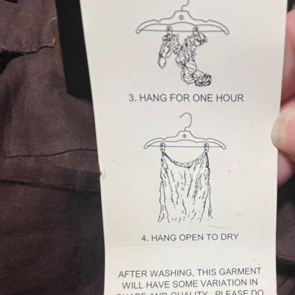 NEW. Reba Size 8 Brown Crinkle Look Ramie Loose Fit Pants With Macrame Belt - Picture 10 of 16